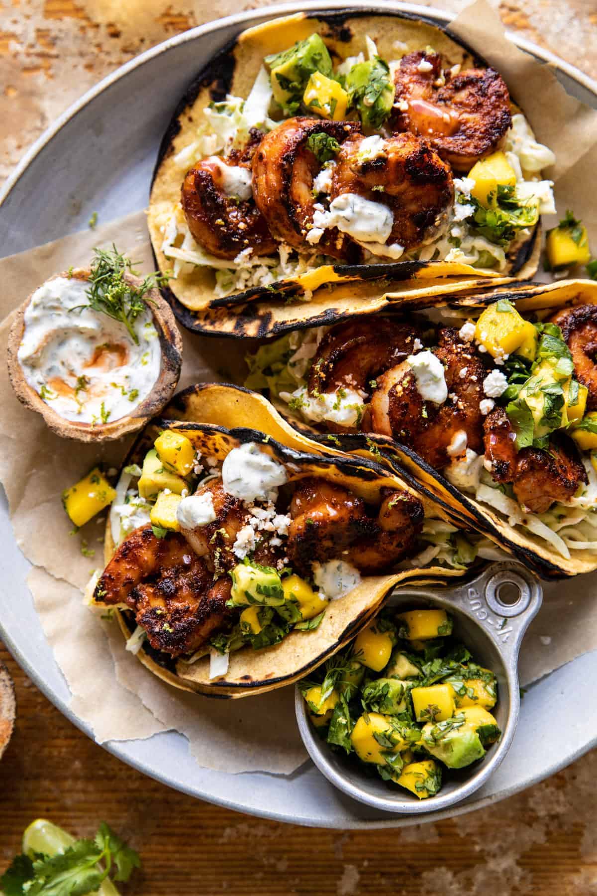 Grilled Chipotle-Lime Shrimp Tacos with Mango Salsa