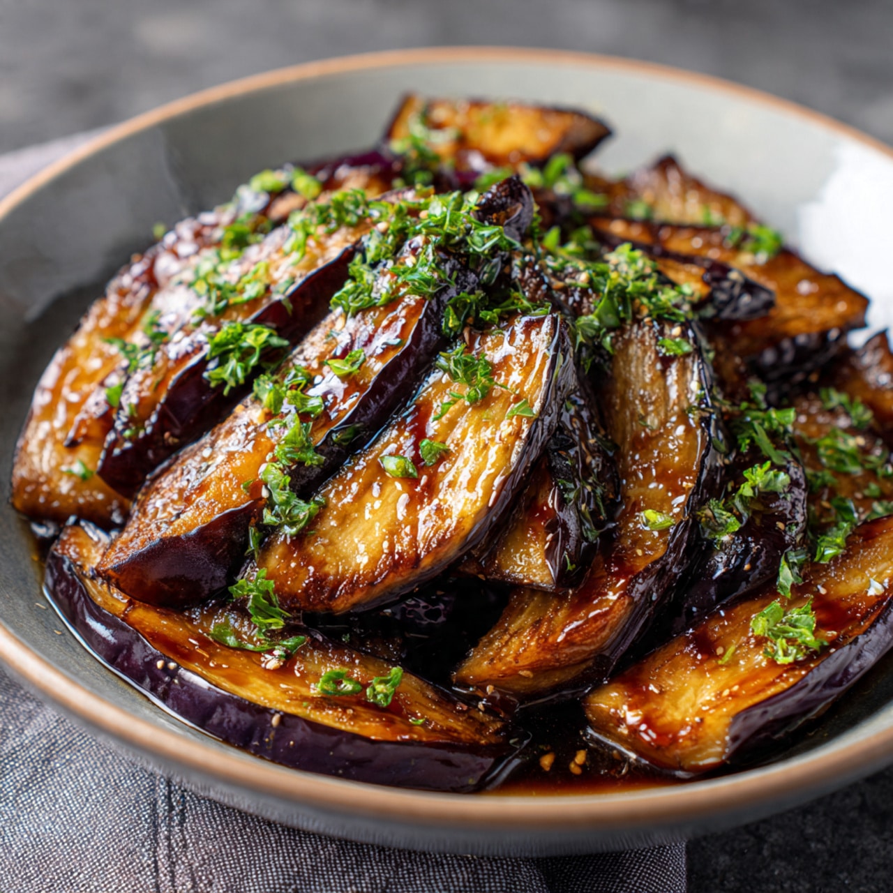 Miso-Glazed Eggplant with Soy Sesame Drizzle