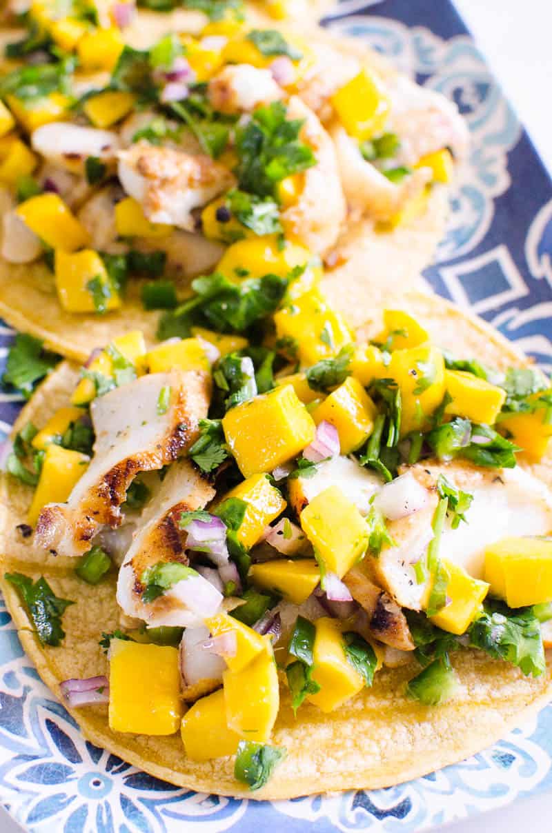Cilantro-Lime Grilled Fish Tacos with Mango Salsa
