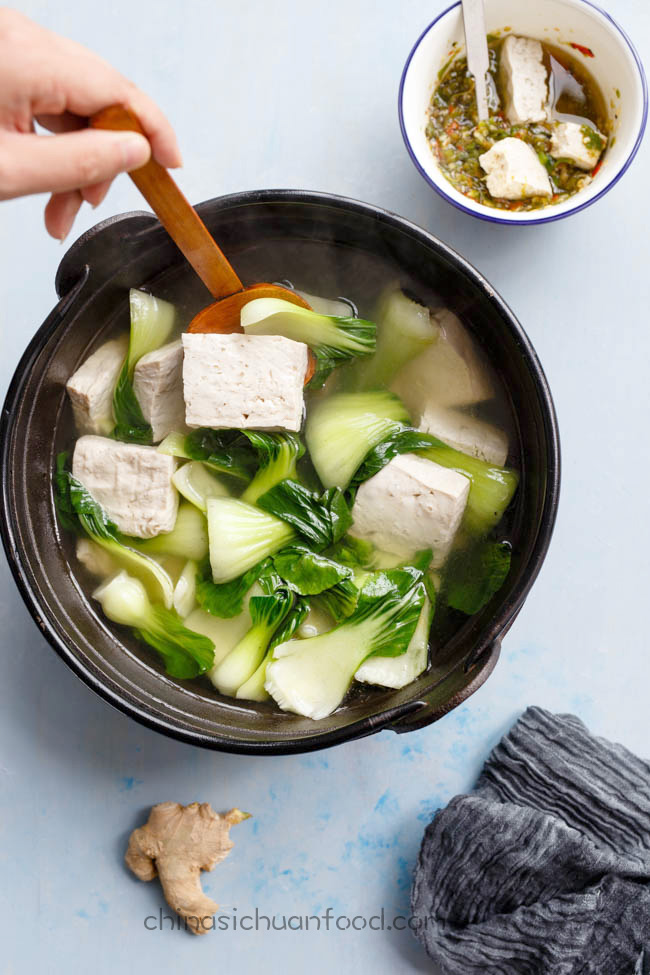Lemon-Ginger Sour Soup with Tofu and Bok Choy