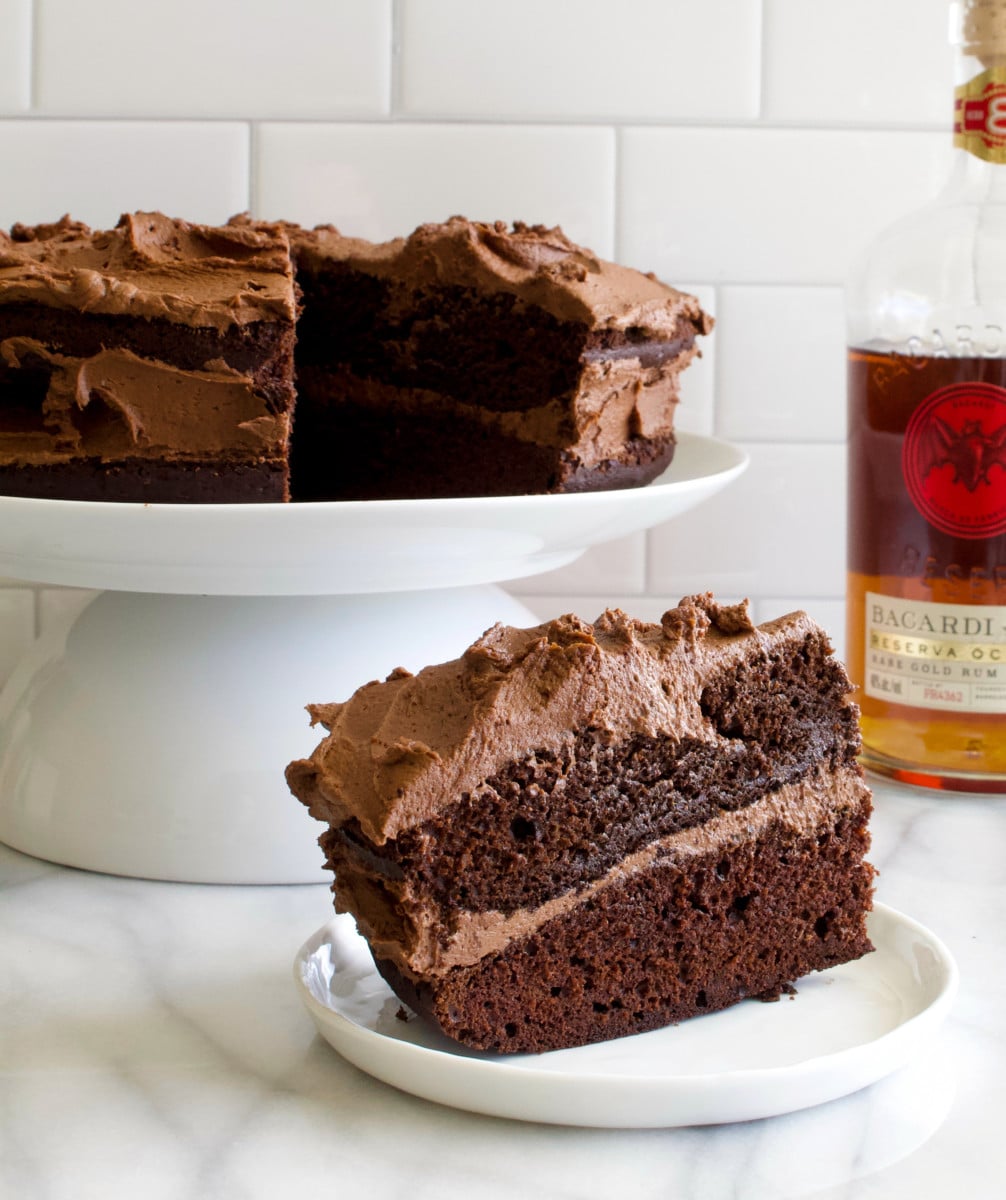 Molasses Rum Chocolate Cake with Rum Caramel Sauce