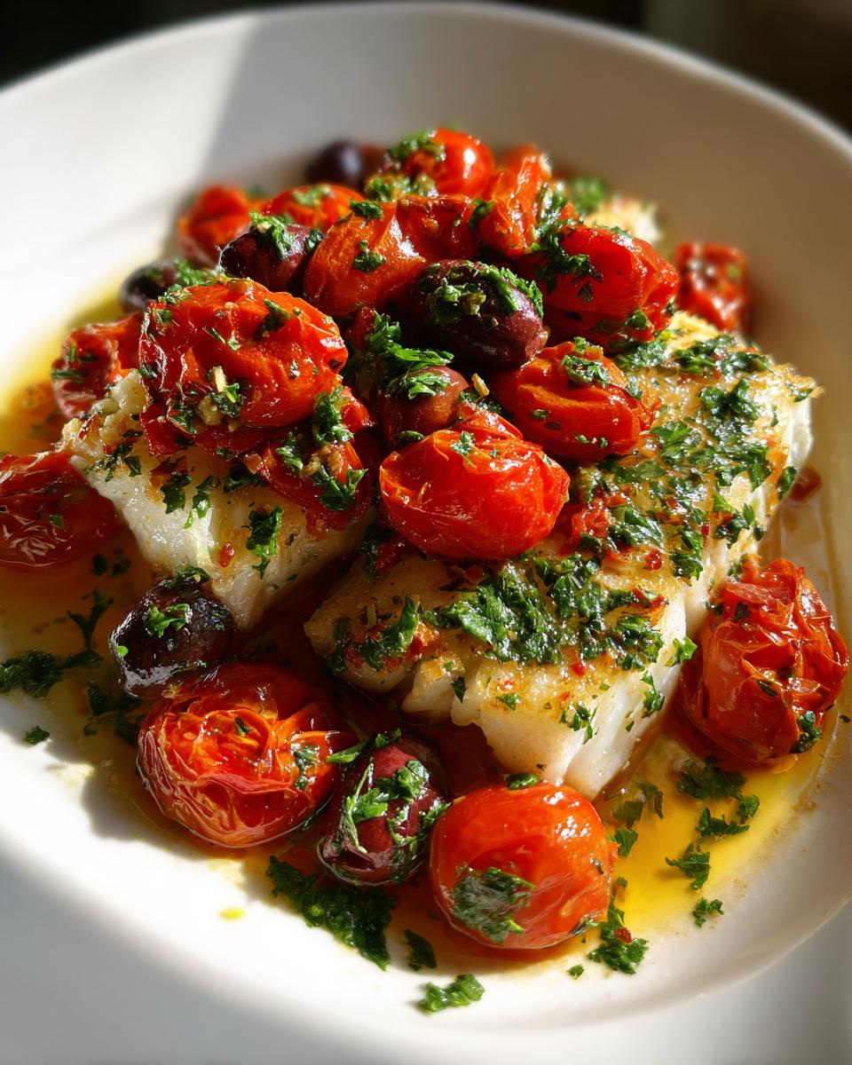 Oven-Roasted Mediterranean Cod with Tomatoes and Olives
