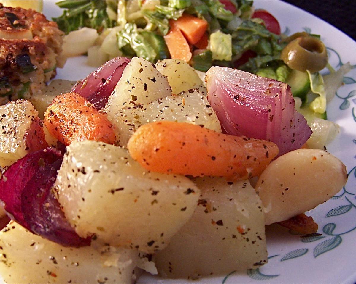 Golden Crispy Roasted Vegetables with Herbed Oil
