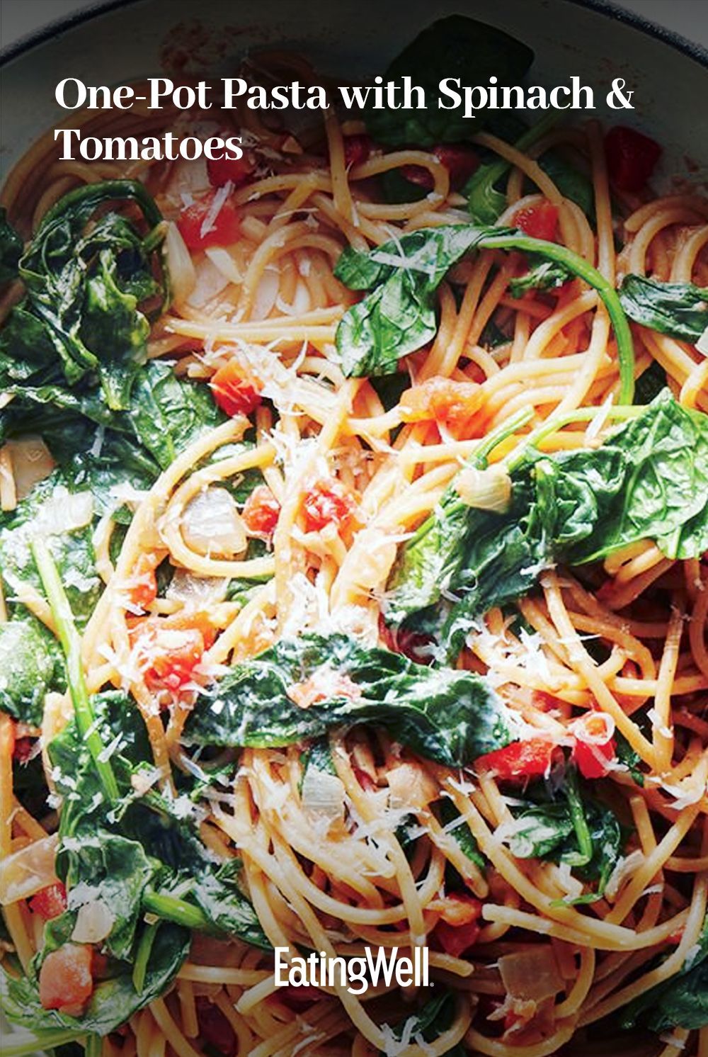 One-Pot Spaghetti with Garlic Tomato Sauce and Spinach