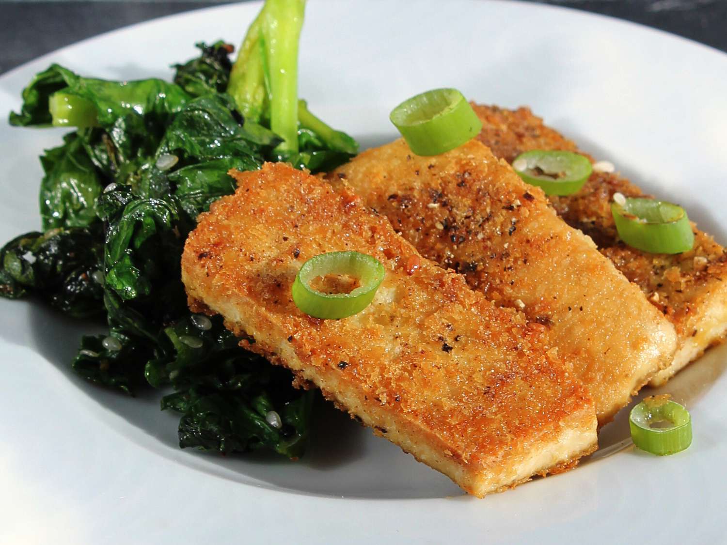 Pan-Fried Tofu with Garlic-Ginger Soy Glaze