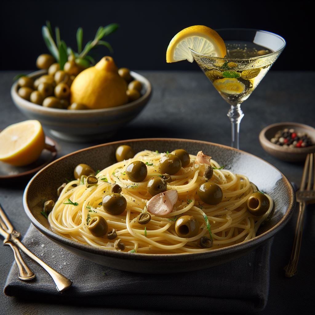 Spaghetti-Inspired Basil and Citrus Stirred Martini