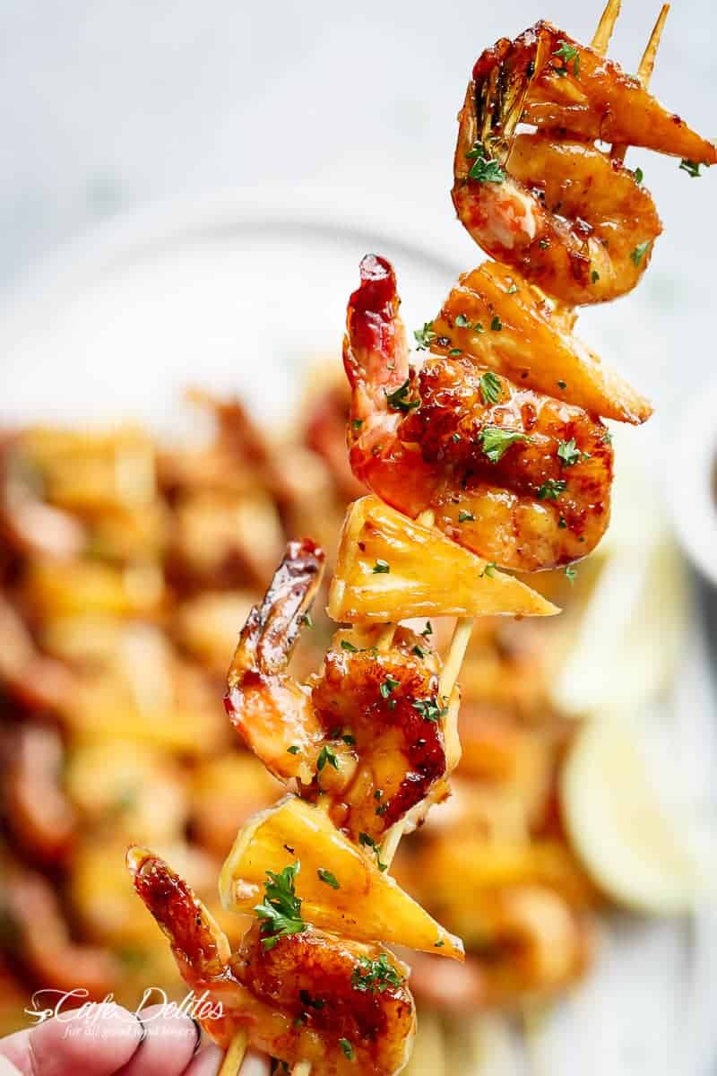 Honey-Lime Glazed Grilled Shrimp Skewers with Pineapple
