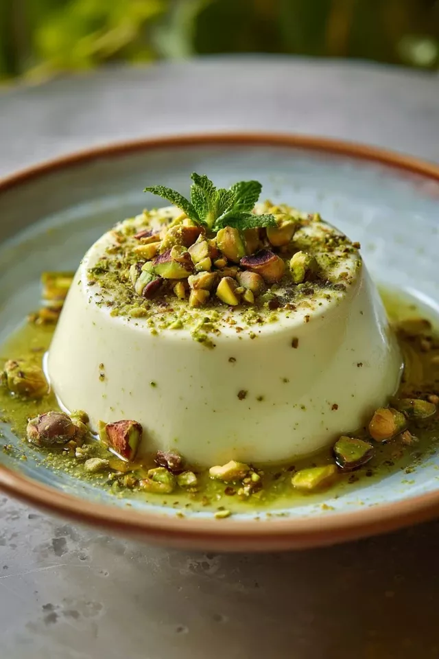 Honey Rosewater Panna Cotta with Pistachio Crumble