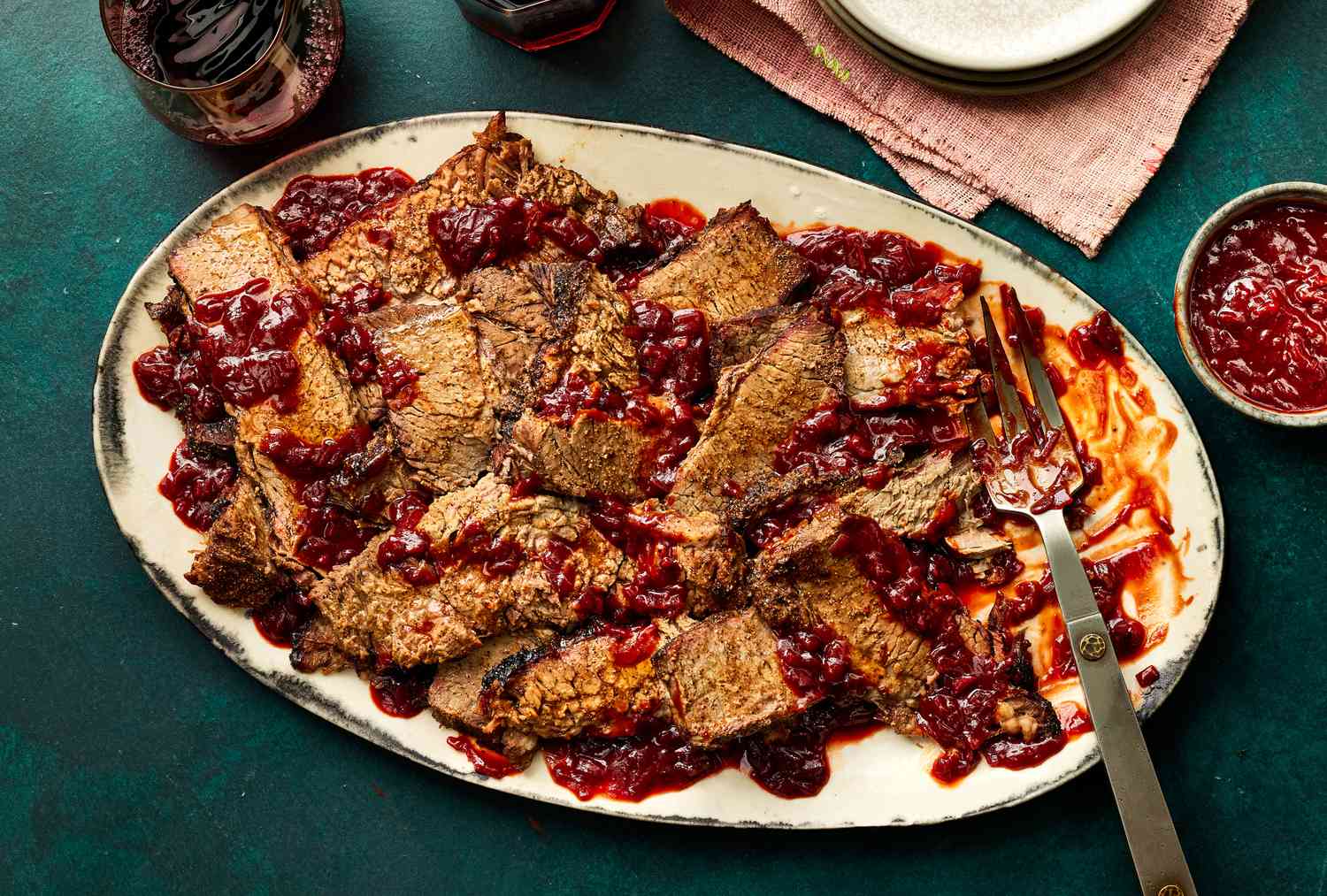 Smoky Coffee-Rubbed Brisket with Molasses Barbecue Sauce