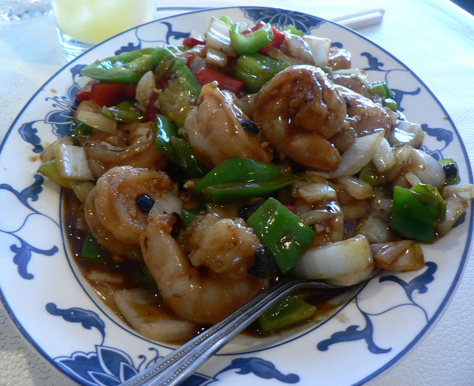 Stir-Fried Shrimp with Black Bean Sauce and Bell Peppers