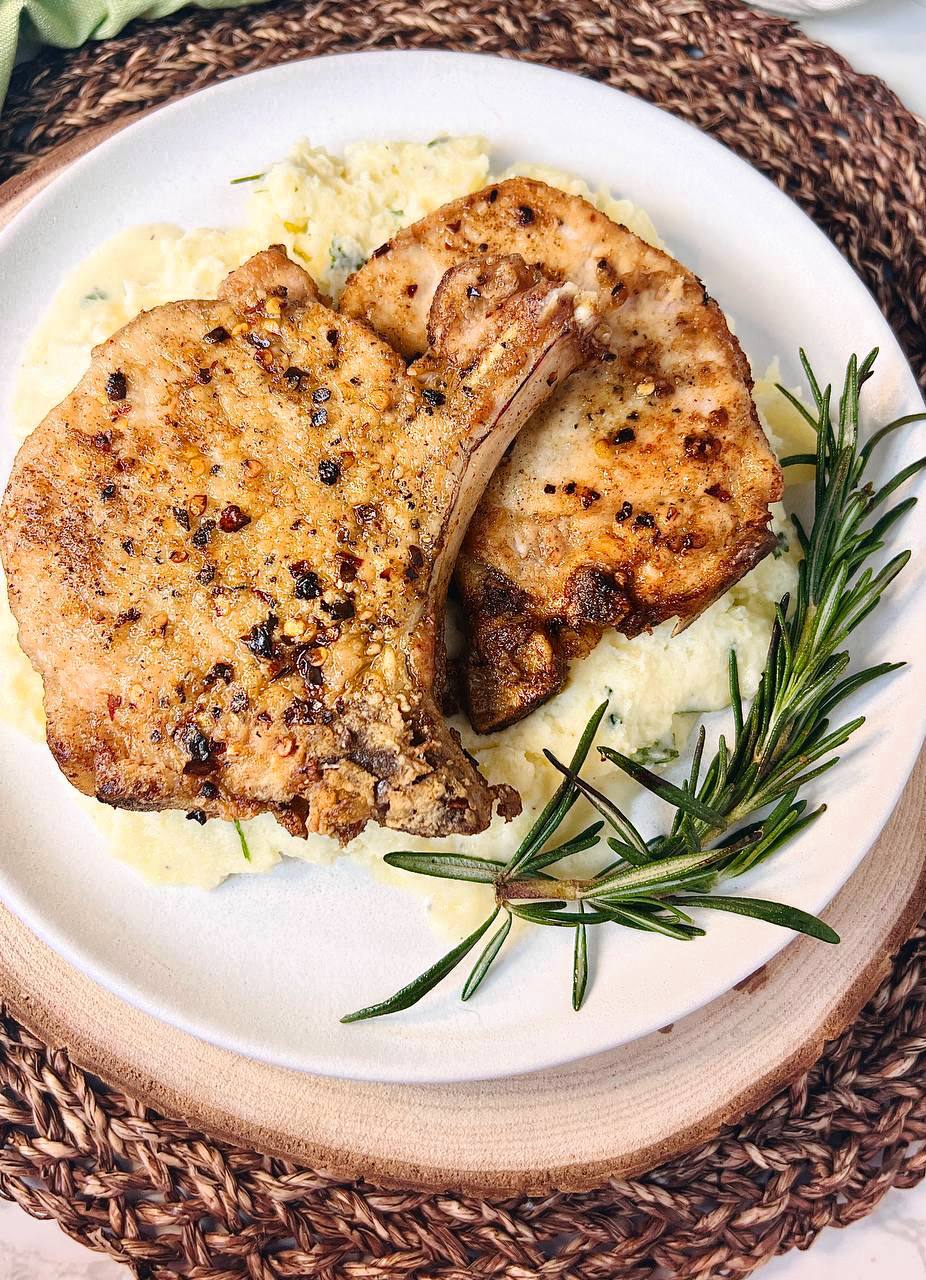 Pan-Fried Pork Chops with Apple Cider Reduction and Sage