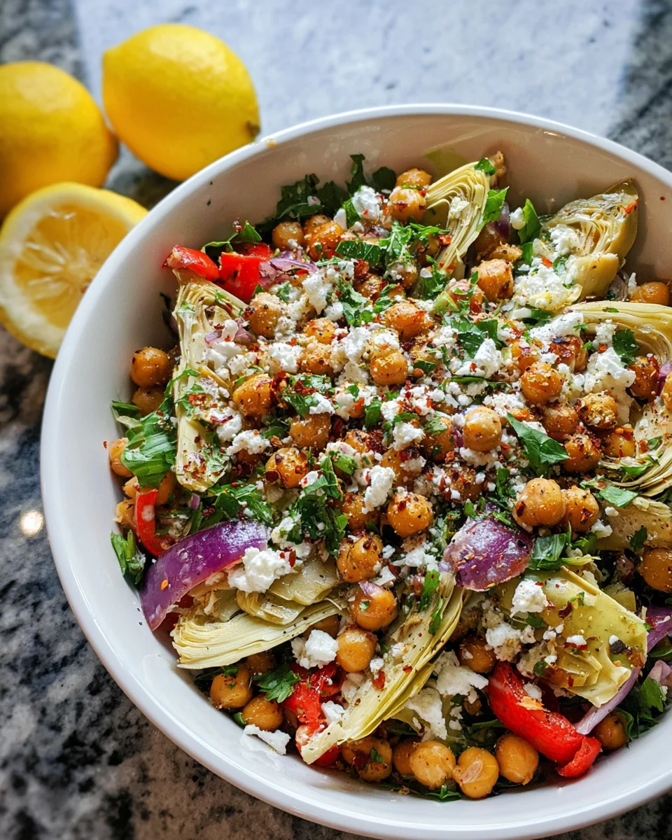 Mediterranean Chickpea and Artichoke Salad with Lemon Dressing