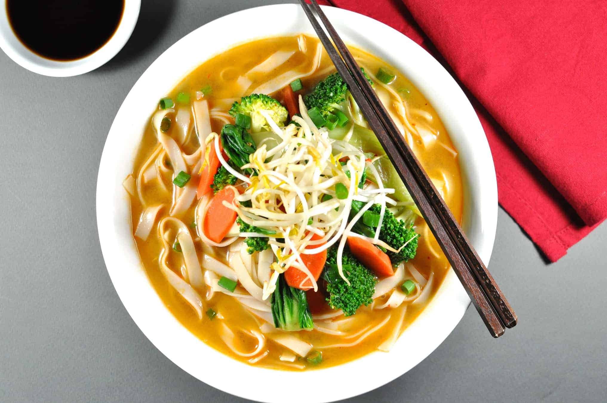 Pho-Inspired Vegetarian Broth with Rice Noodles