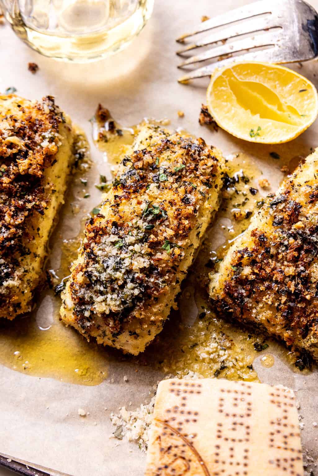 Seared Half-Halibut Steak with Lemon Butter Sauce