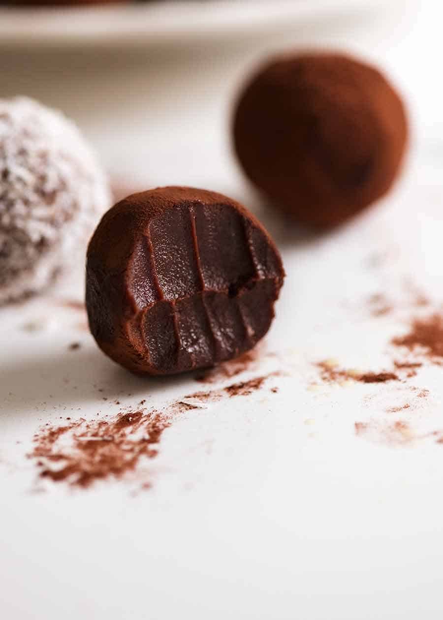 Kilwins-Inspired Dark Chocolate Caramel Truffle Bites