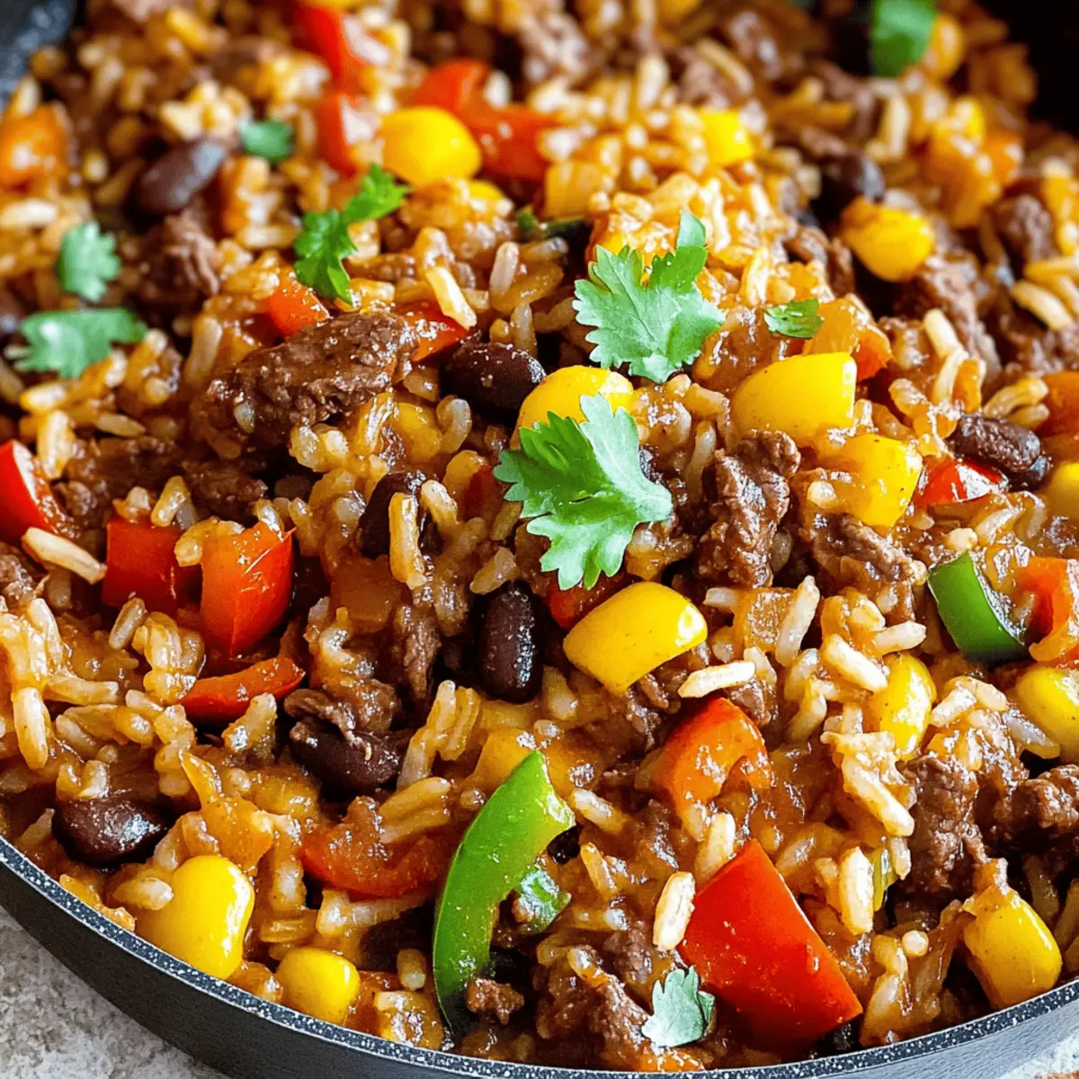 One-Pot Mexican Beef and Rice Skillet with Bell Peppers