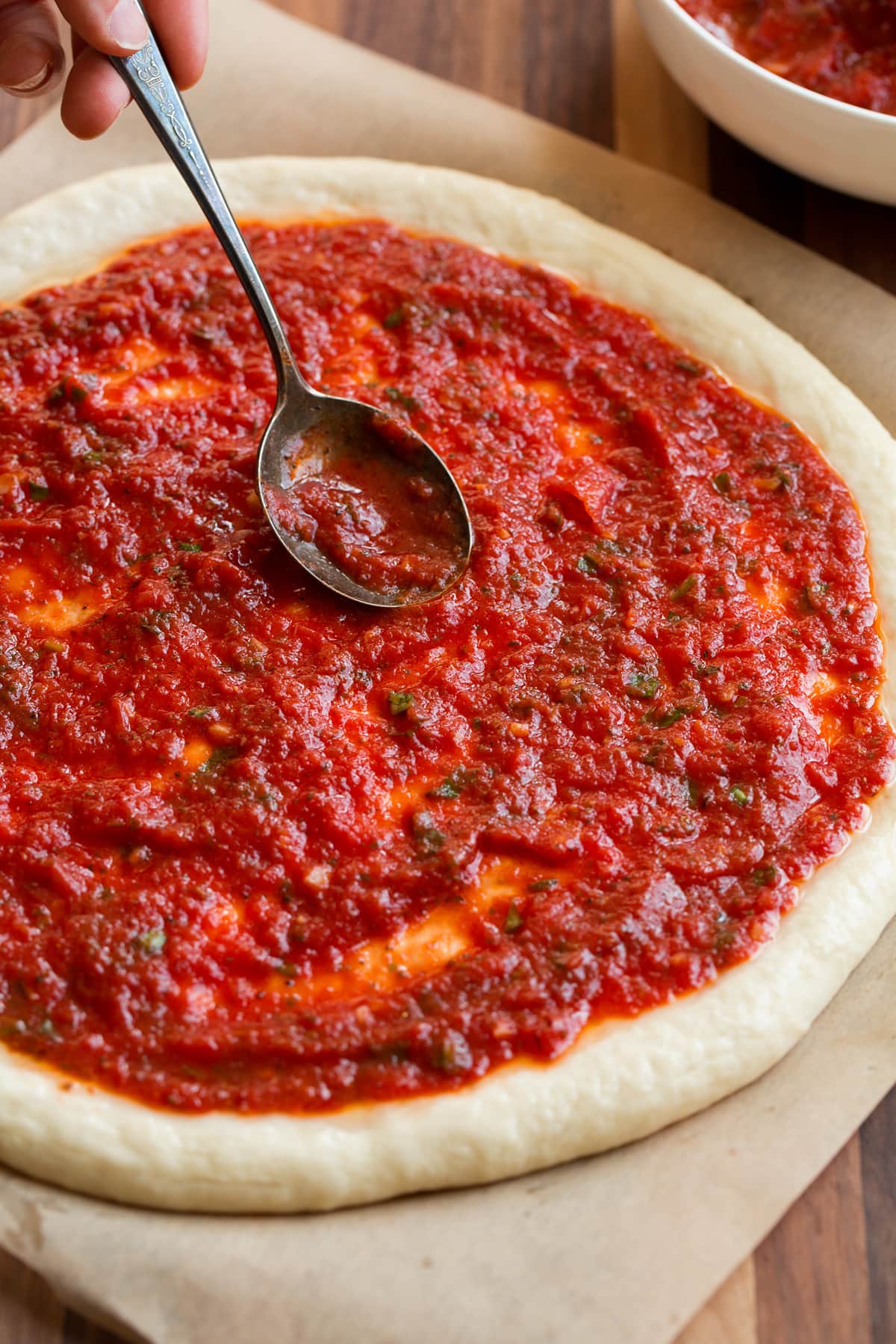 Thin-Crust Pepperoni Pizza with Herb Tomato Sauce