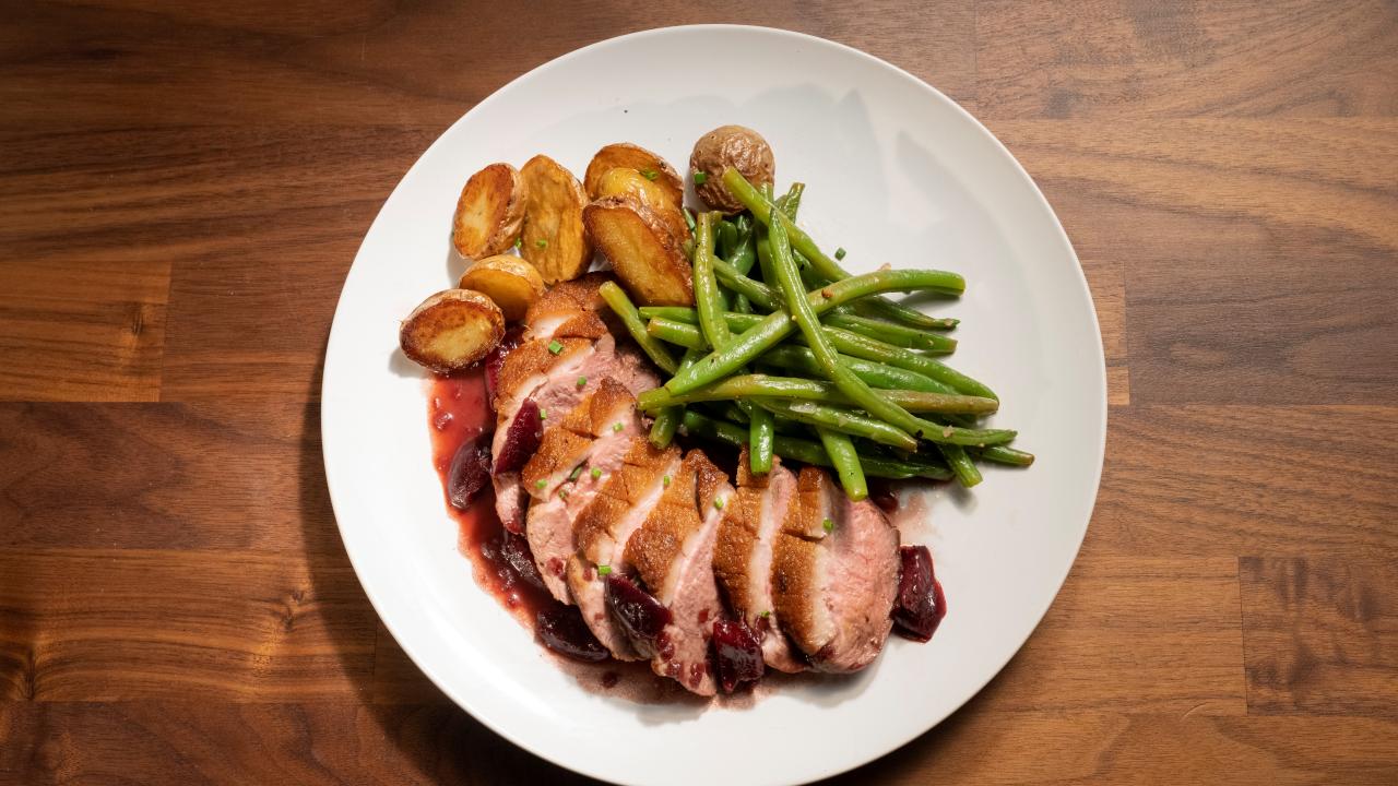 Pan-Seared Duck Breast with Black Cherry Reduction