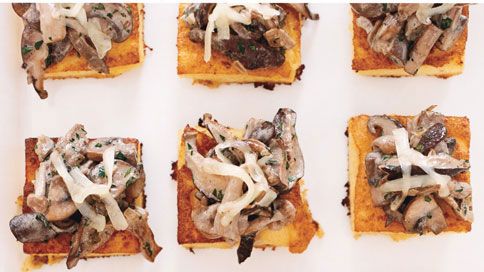 Crisped Polenta Squares with Mushroom Ragout