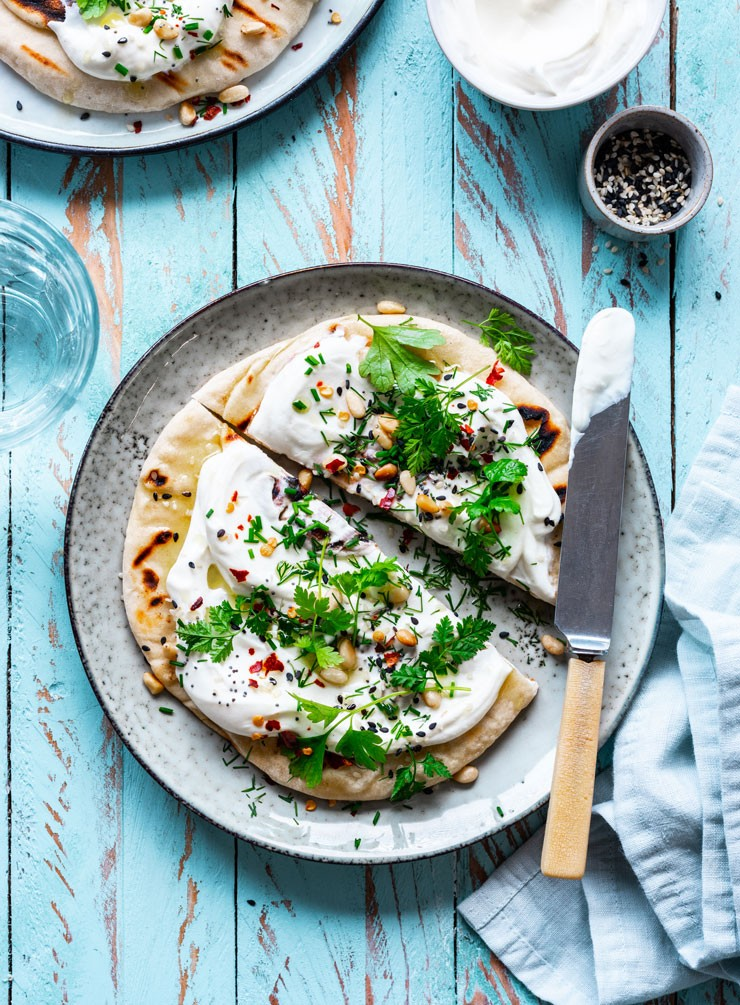 Charred Scallion and Goat Cheese Flatbread