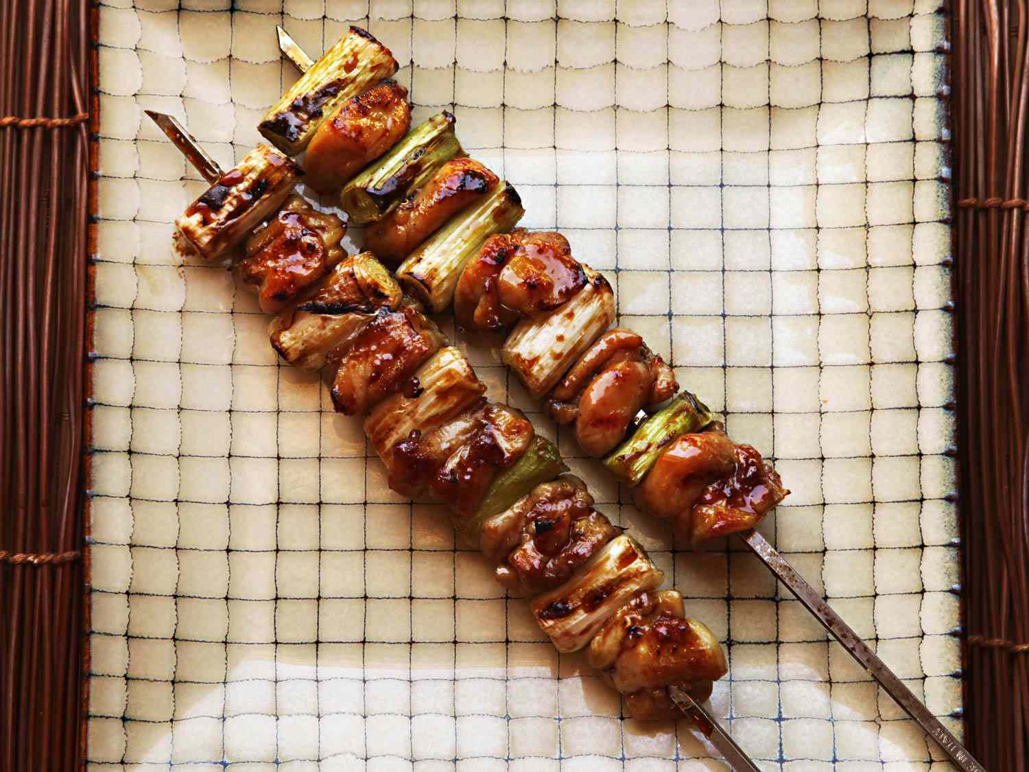 Soy-Glazed Grilled Chicken Skewers with Scallion and Ginger