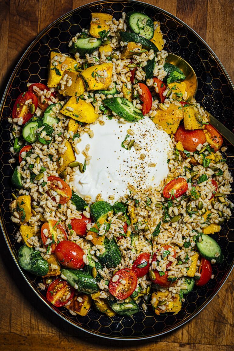 Prairie Grain Salad with Roasted Pumpkins and Manitoba Cheddar