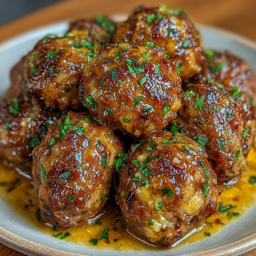 Cheddar-Stuffed Keto Meatballs with Garlic Butter