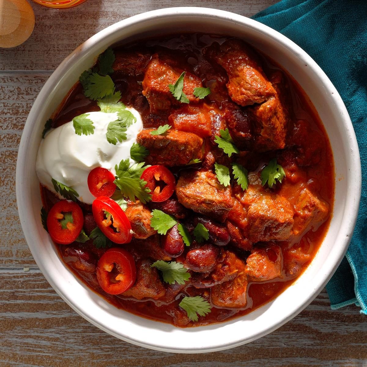 Tex-Mex Beef and Black Bean Chili with Roasted Poblano