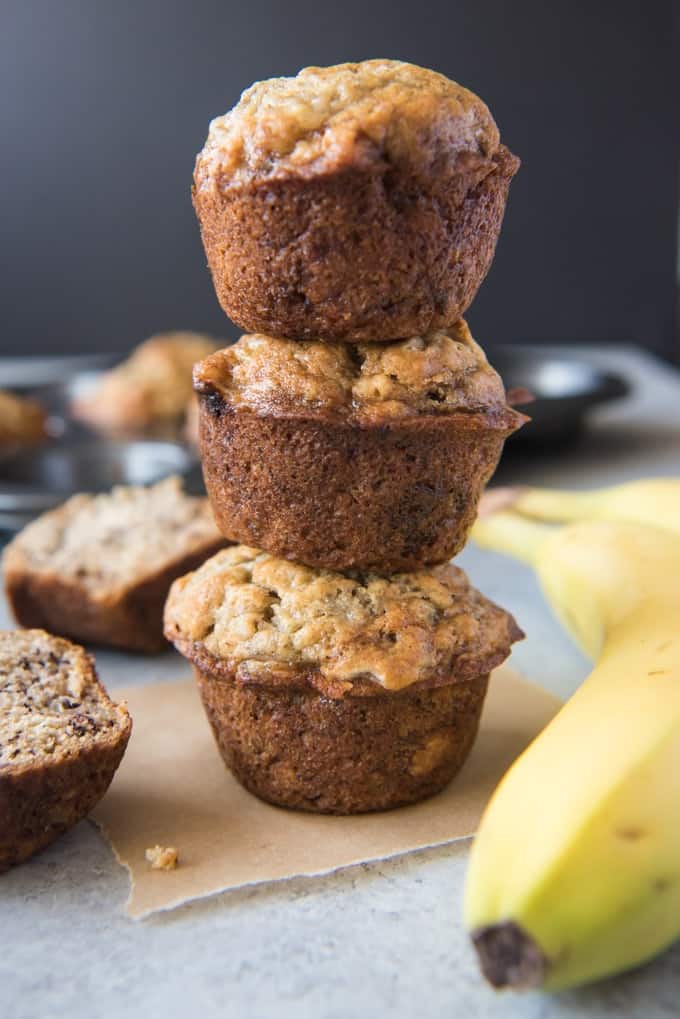 One-Bowl Banana Bread Muffins with Walnuts