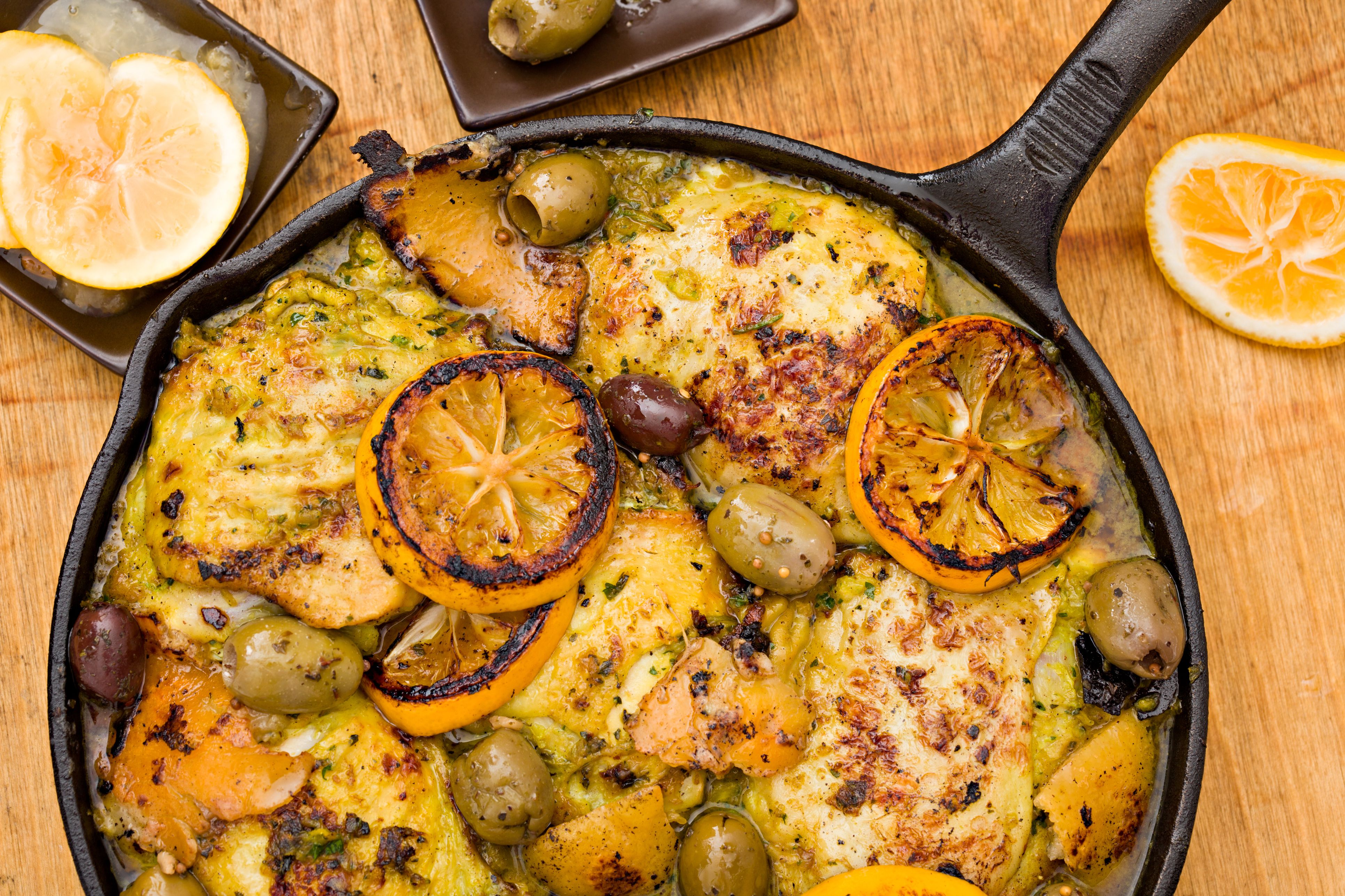 Pan-Seared Chicken with Preserved Lemon and Olive Tapenade