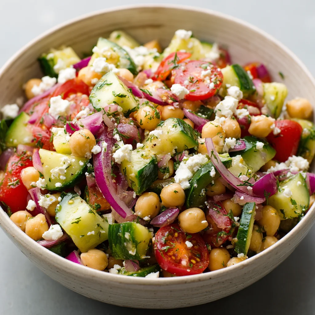 Bright Mediterranean Chickpea and Cucumber Salad
