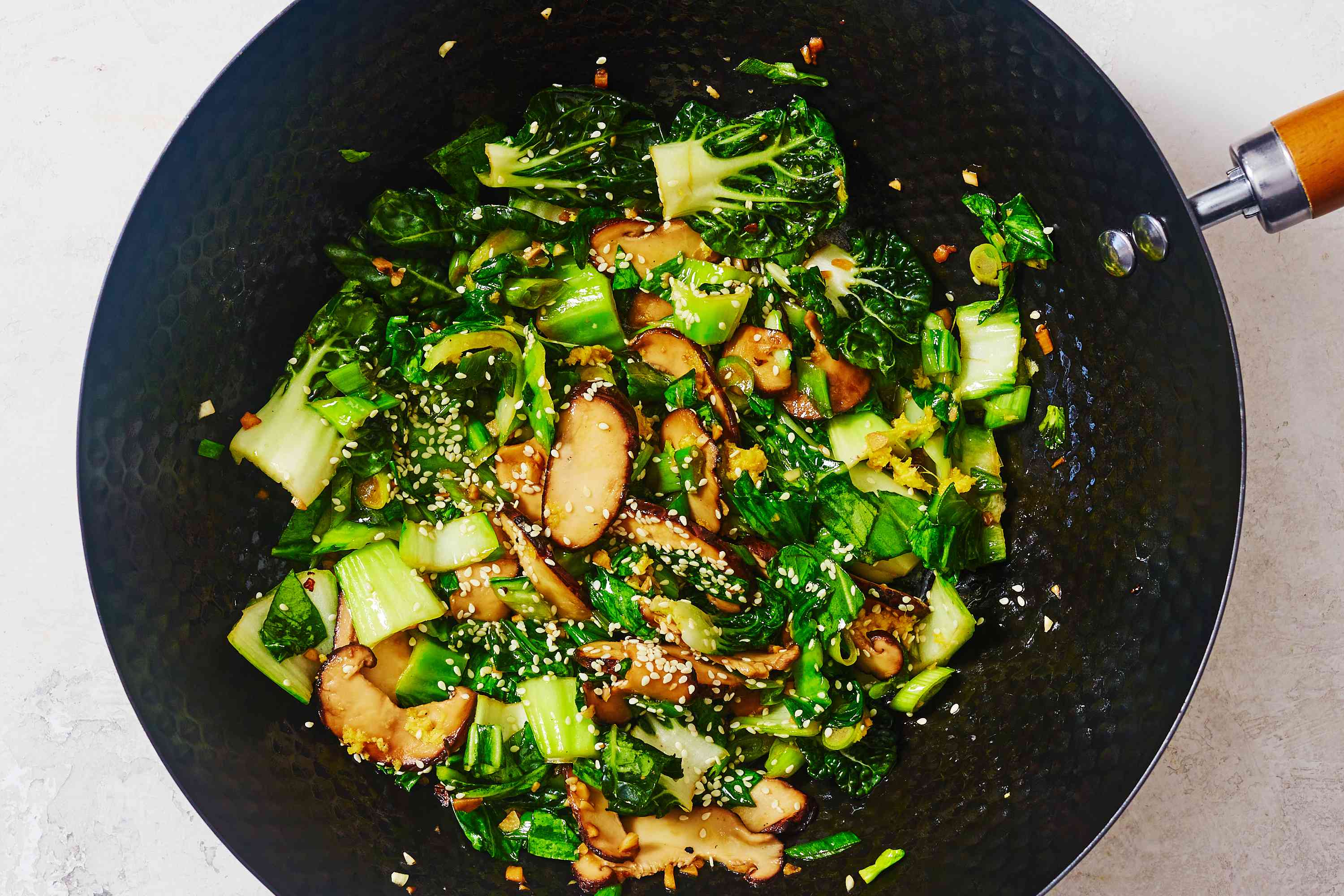 Stir-Fried Tofu with Ginger-Sesame Sauce and Bok Choy