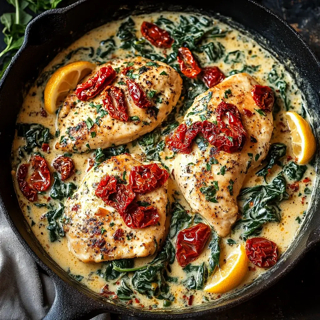 One-Pan Dairy-Free Tuscan Chicken with Spinach and Sun-Dried Tomatoes