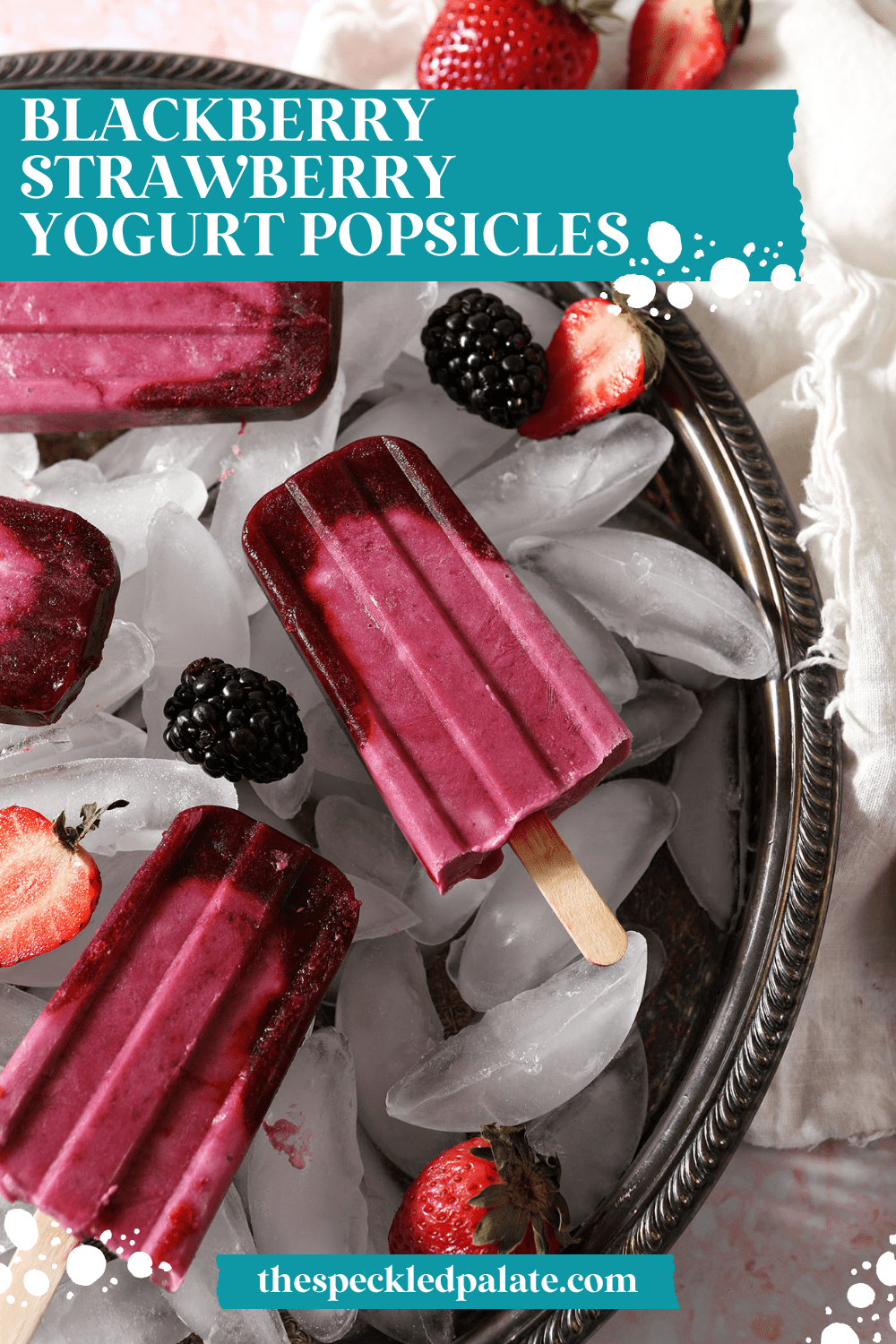No-Bake Blackberry Strawberry Yogurt Popsicles