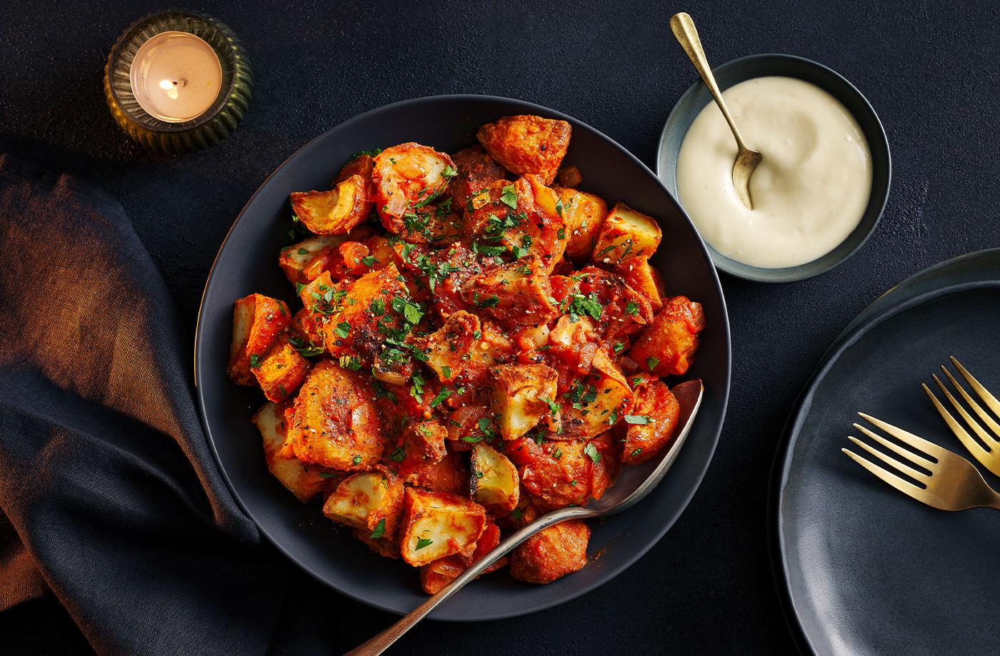 Spicy Patatas Bravas with Smoky Tomato Sauce