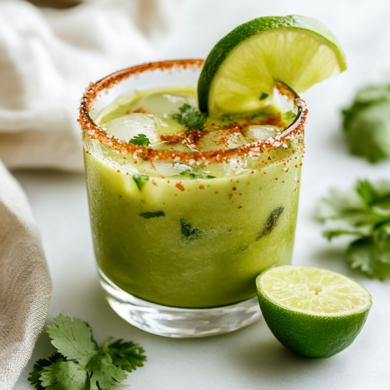 Shaken Avocado Margarita with Cilantro Salt Rim