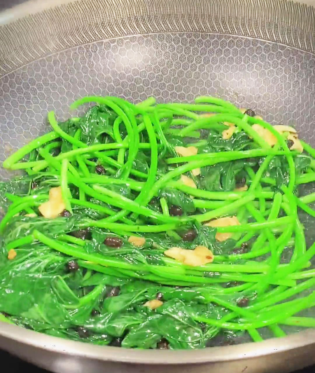 Stir-Fried Sweet Potato Leaves with Garlic and Oyster Sauce