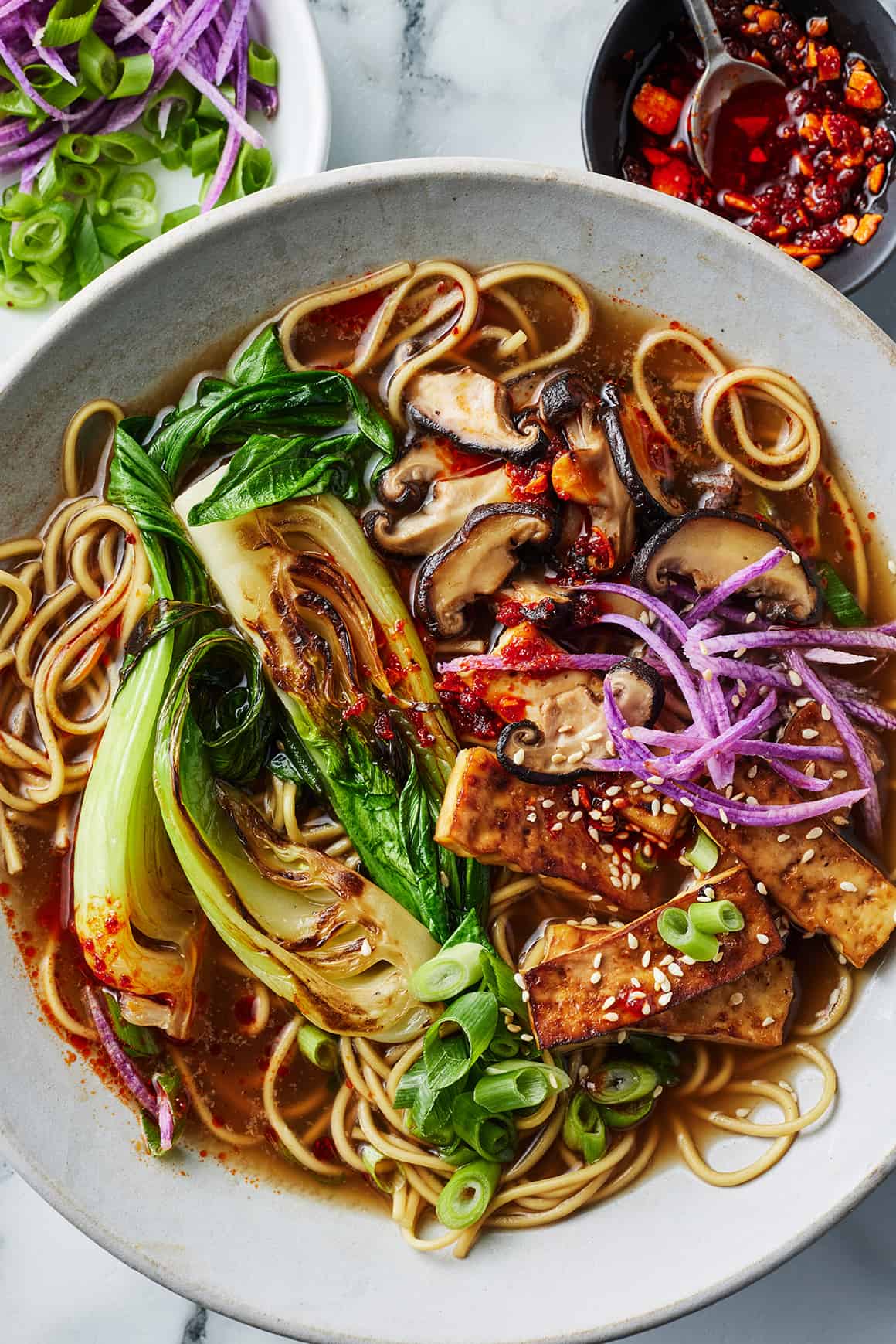 Spicy Asian Fusion Noodles with Tofu and Vegetables