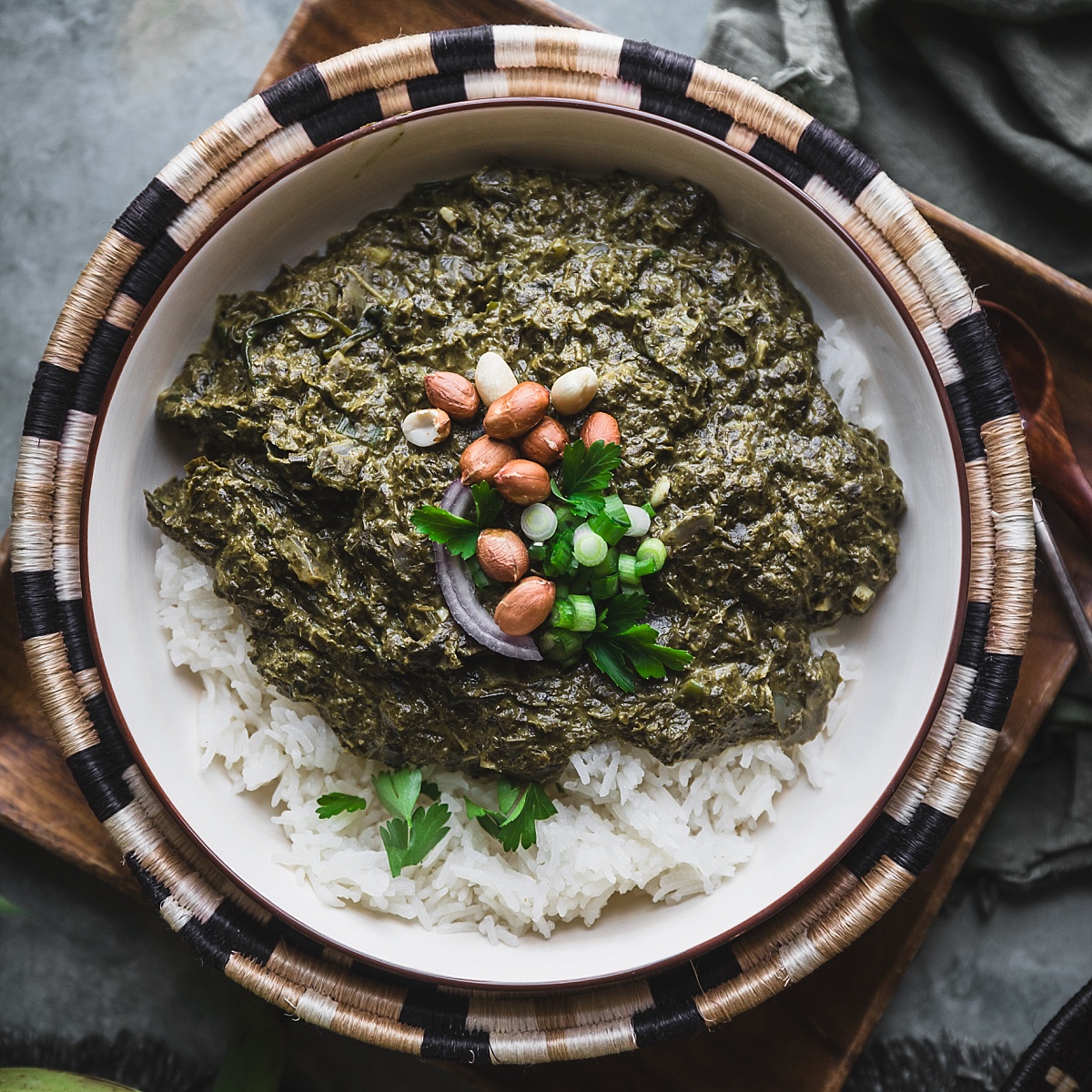 Sautéed Cassava Leaves with Coconut and Peanuts