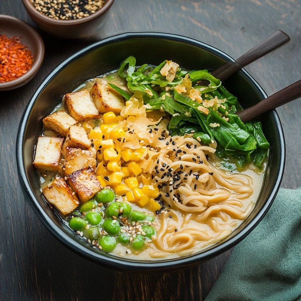 Sesame-Ginger Miso Ramen with Soft-Boiled Egg