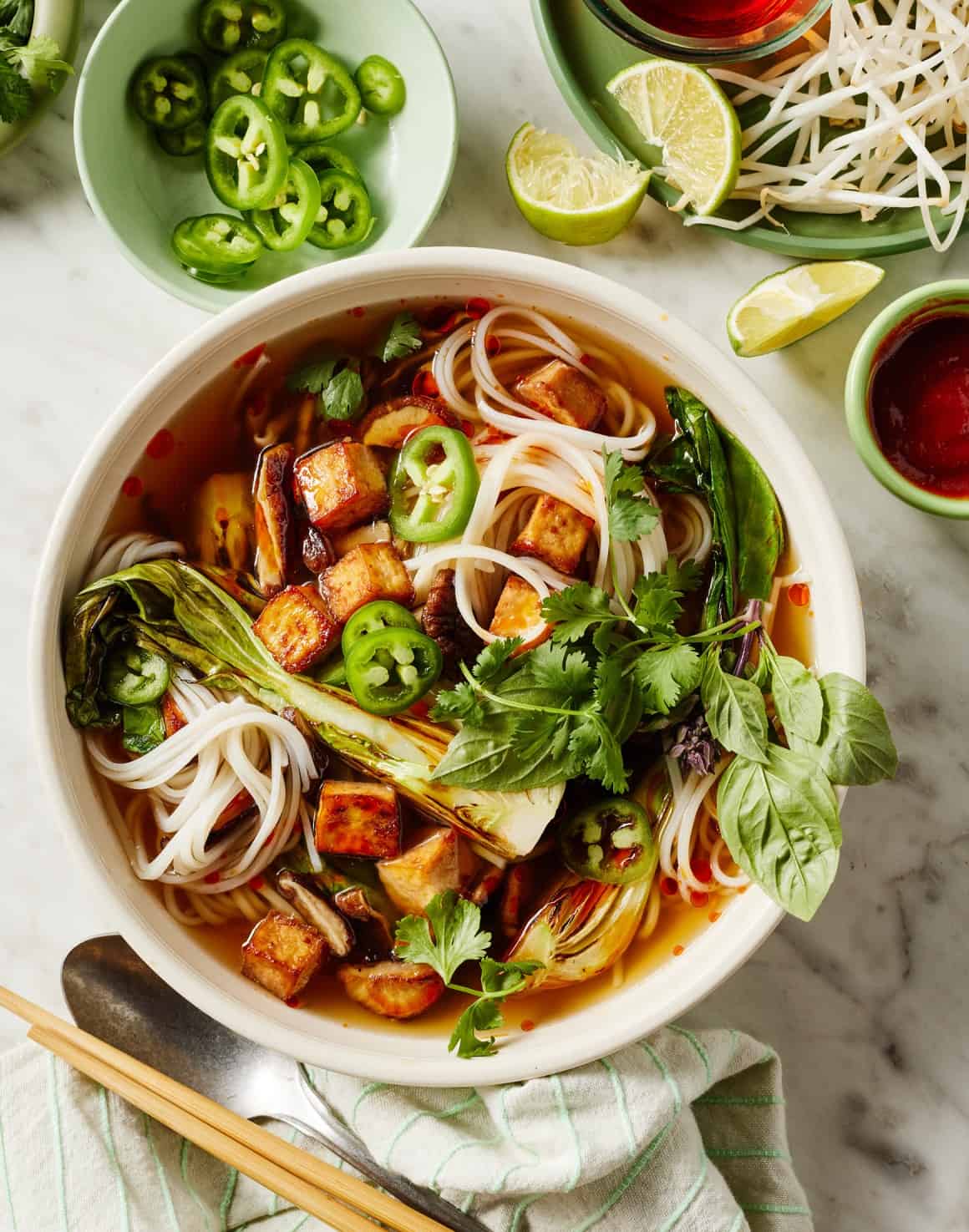 Coconut-Lemongrass Vegan Pho with Tofu and Fresh Herbs