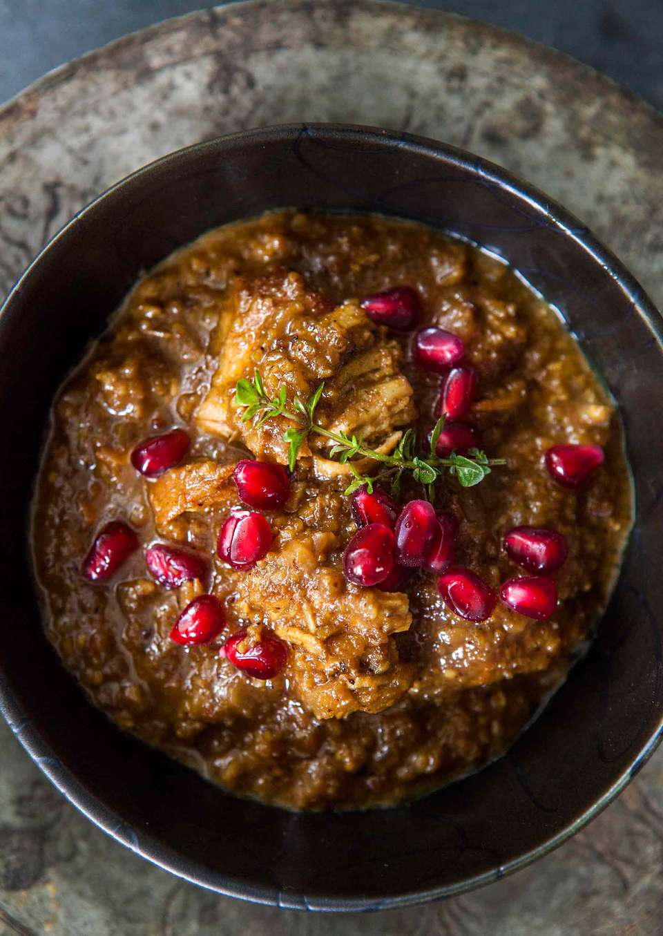 Slow-Cooked Chicken Stew with Pomegranate and Walnut Sauce
