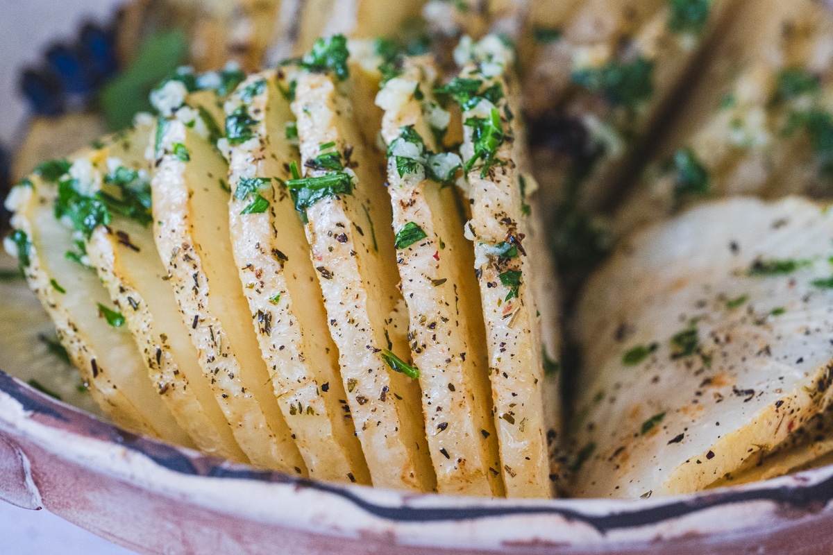 Whole Roasted Celeriac with Garlic and Herb Butter