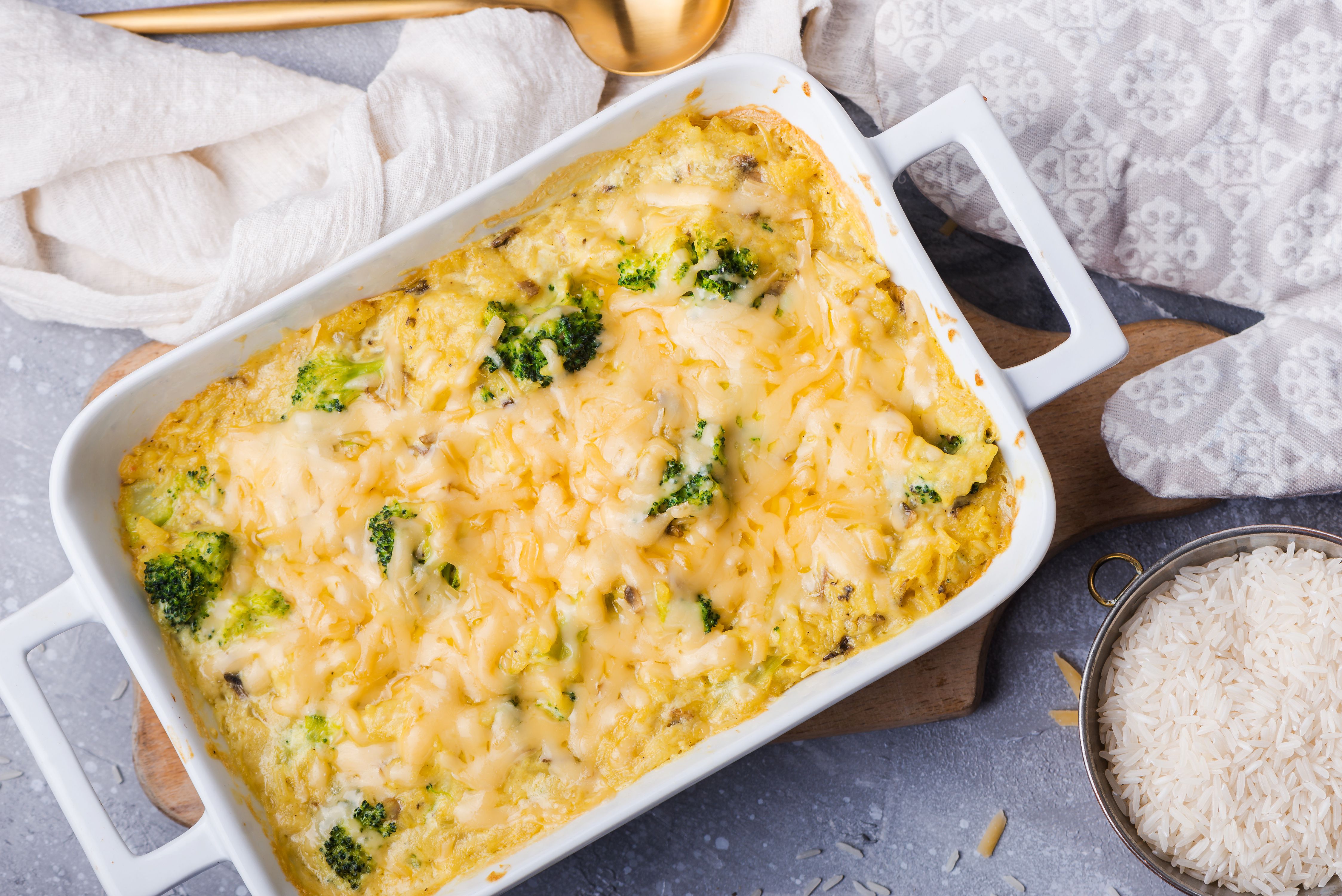 Broccoli Cheese Casserole with Creamy Rice Sauce