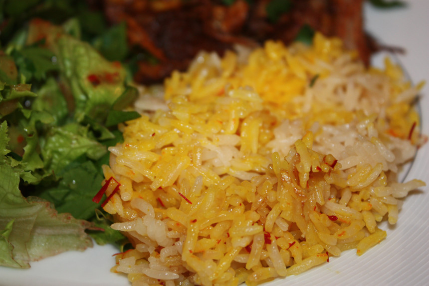 Saffron-Infused Rice with Herb-Soaked Vegetables