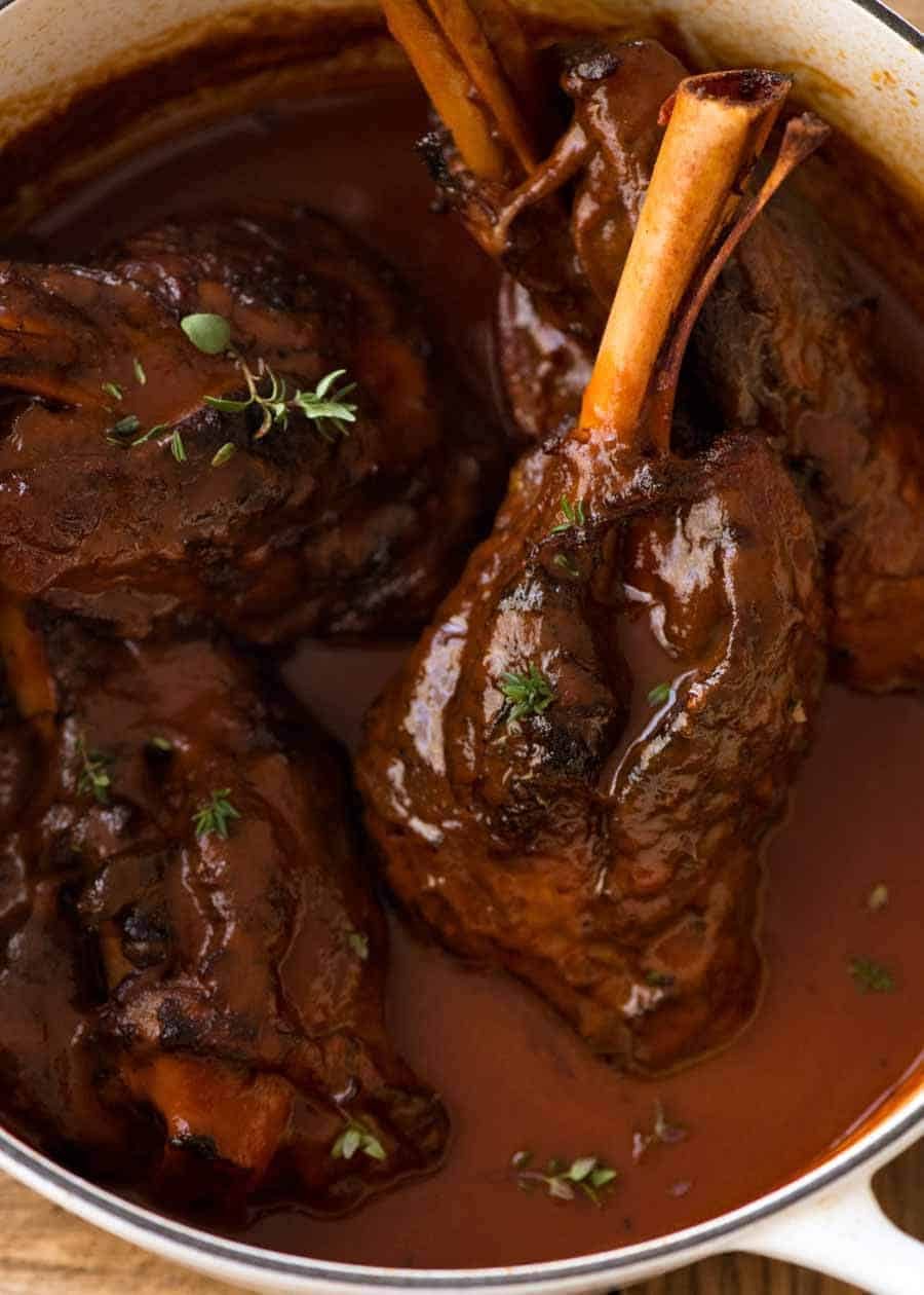 Slow-Cooked Lamb Shanks with Rosemary and Finger Lime Jus