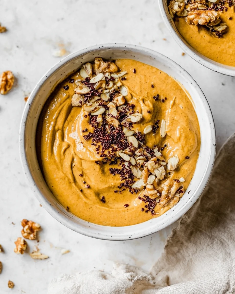 Pumpkin Flax Smoothie Bowl with Nutella Swirl
