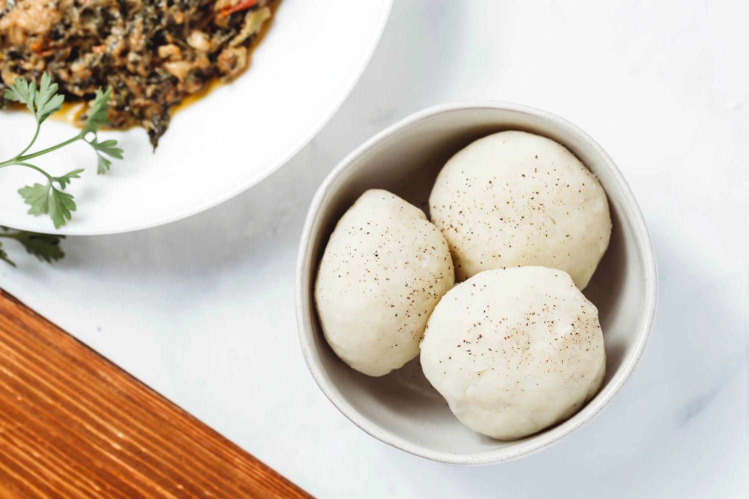 Cassava Fufu Dumplings with Spicy Palm Nut Soup