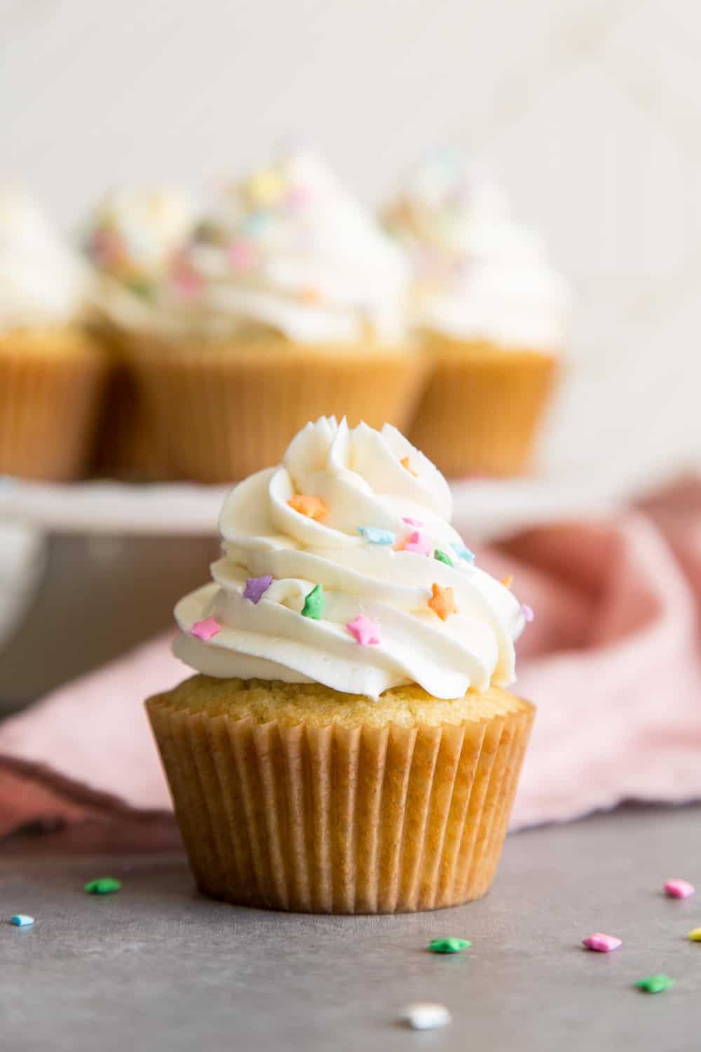Fairy Bread Inspired Vanilla and Sprinkles Cupcakes