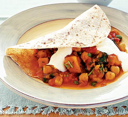 Banana and Coconut Chapati Wrap with Spiced Beans